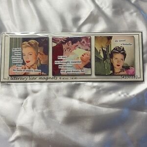 Anne Taintor Collectible Literary Liar Magnets (3) on Metal On Piece Magnet NIP